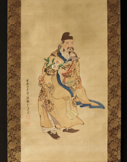 倣 柳沢淇園 柳里恭 唐人物 絹本軸装 Z387｜骨董店 のびる 古美術 骨董