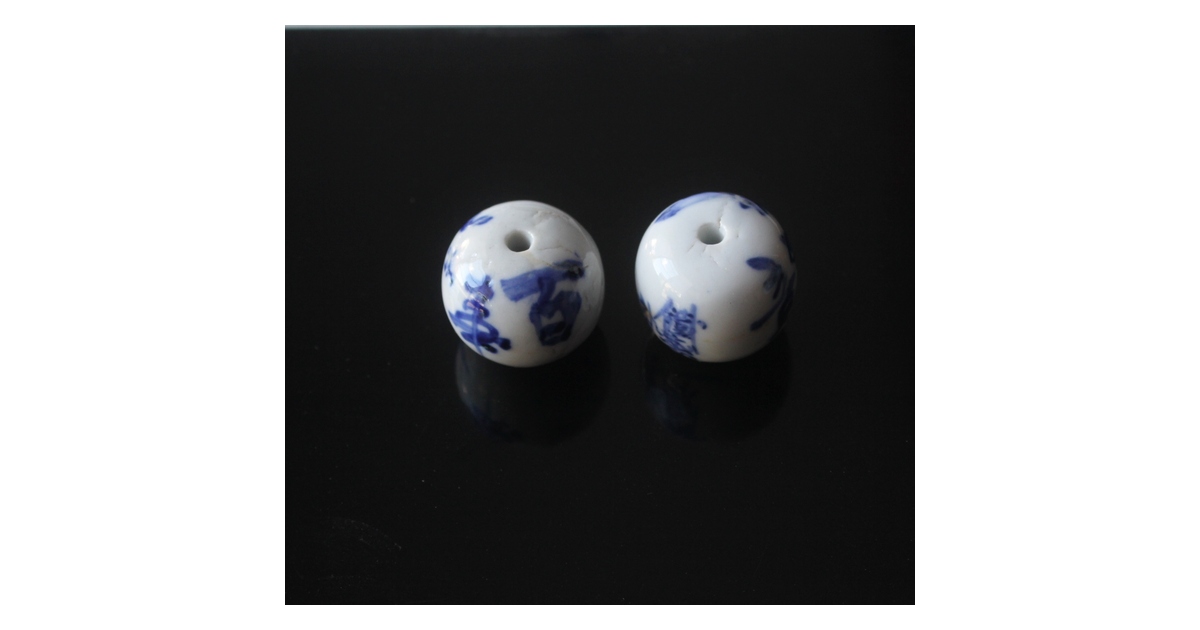 倣 富岡鉄斎書 染付【百事如意】風鎮 一対 P628｜骨董店 のびる 古美術