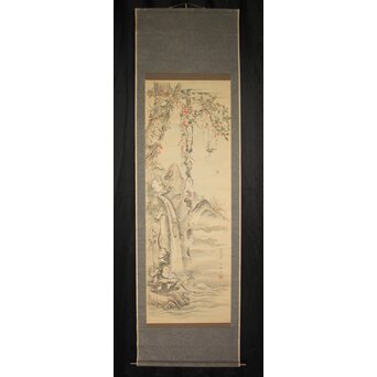 模写/狩野探幽/寿老人図/布袋屋掛軸HE-619 模写/狩野探幽/寿老人図