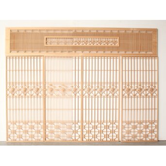 アンティーク建具 組子細工格子 透かし建具 襖 骨董品 欄間 みやび格子