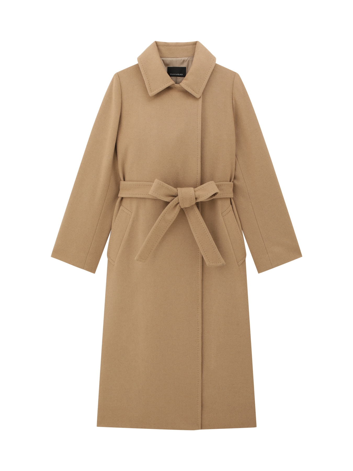 ウールカシミヤベルテッドロングコート: M-premierBLACK公式通販