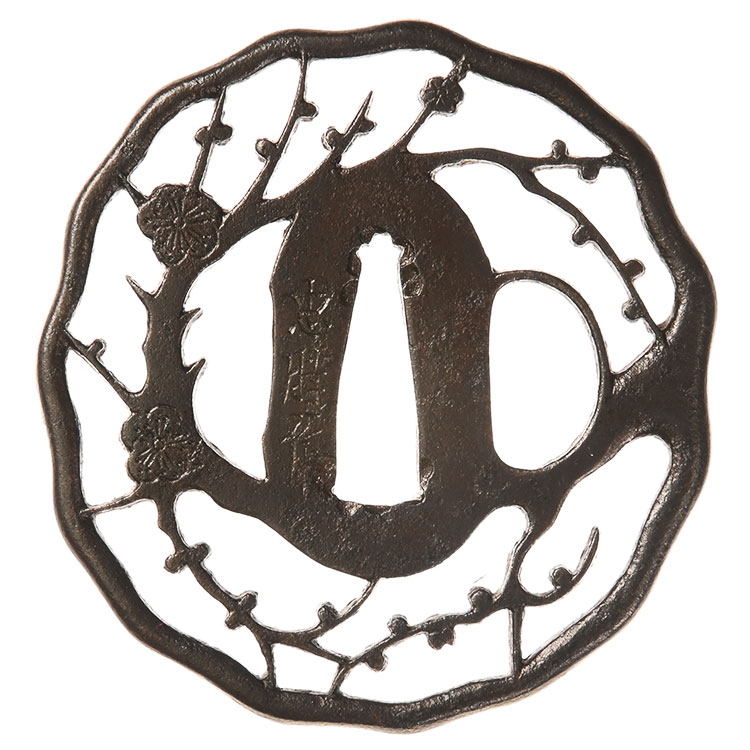 銘 忠時作 梅樹透鍔/鐔 保存刀装具 ｜日本刀販売は永楽堂