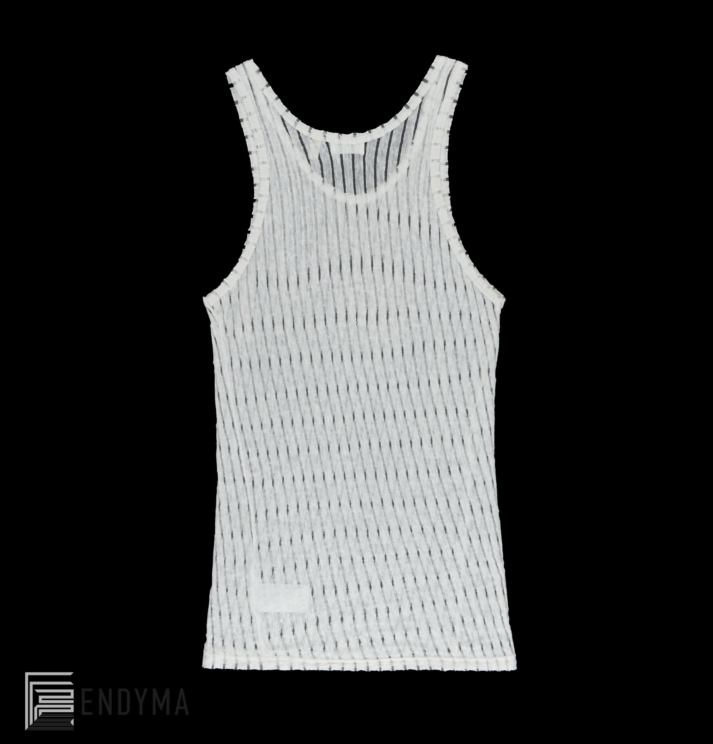 Helmut Lang 2000 Transparent Stripe Linen Jersey Tank Top with HL