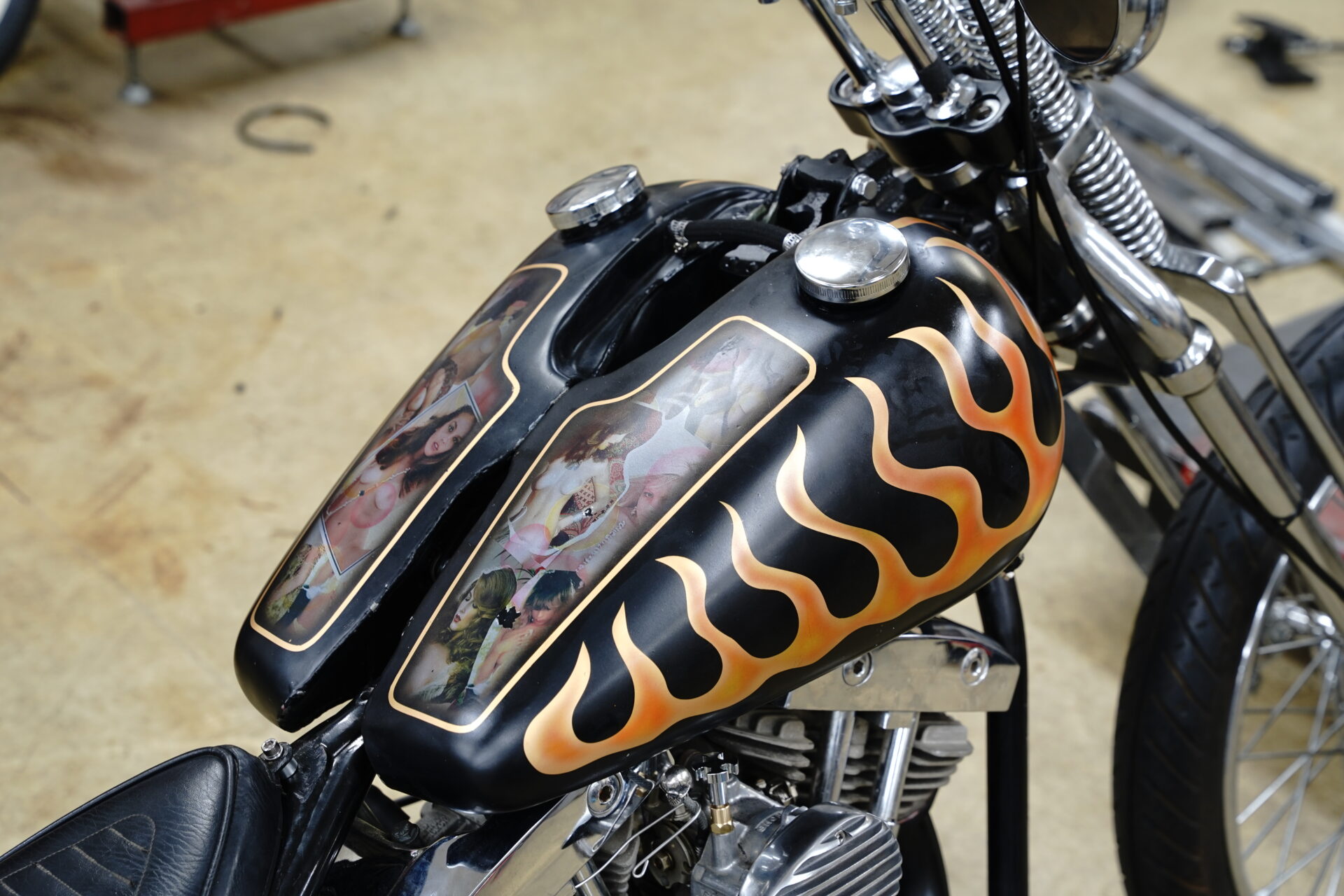 ピーナッツタンクハーレーチョッパーパンヘッドショベルフューエル