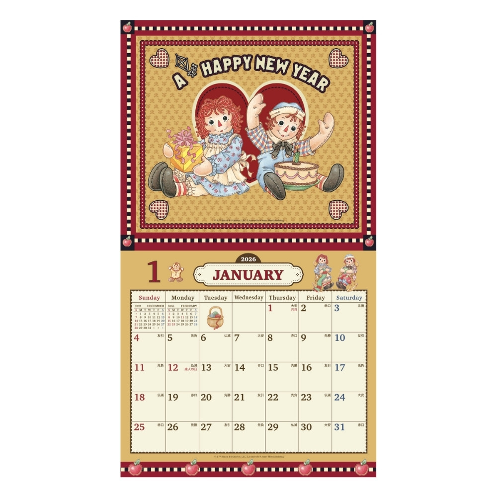 RAGGEDY ANN（American Dolls）壁掛け ラガディ・アン＆アンディ 2026