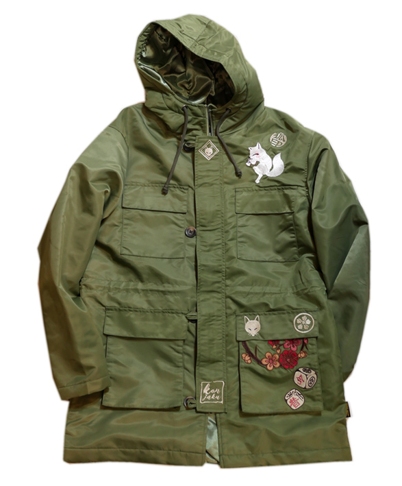 今昔（コンジャク）[酒造狐政宗] ナイロン 防寒中綿コート 刺繍 KJ