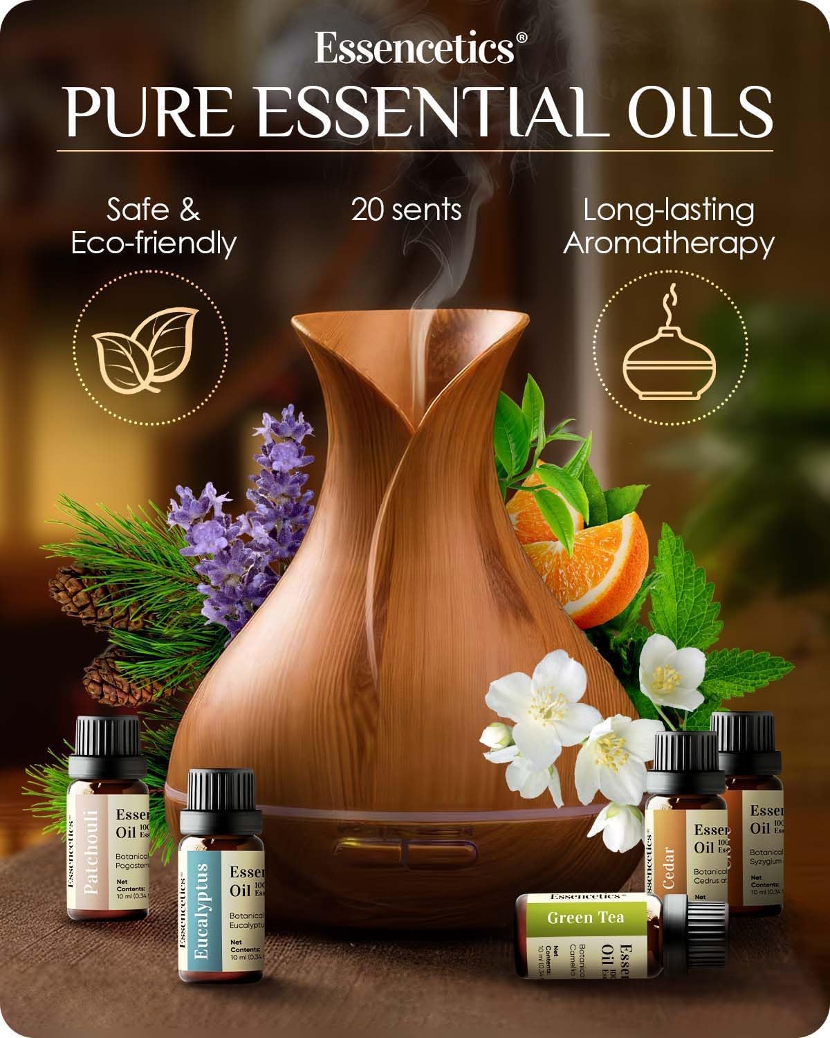 Essential Oil Gift Set | 20x10ml Essential Oils Bottles | Essencetics