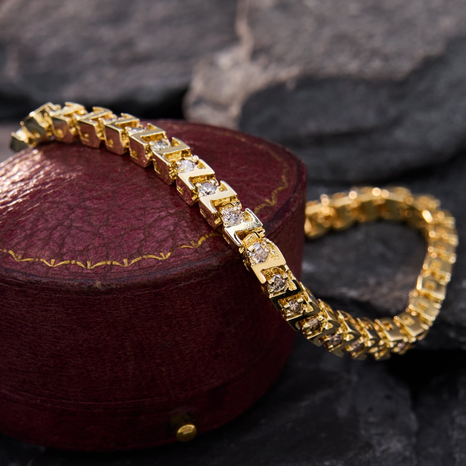 2 Carat 'Z' Link Diamond Tennis Bracelet 14K Yellow Gold