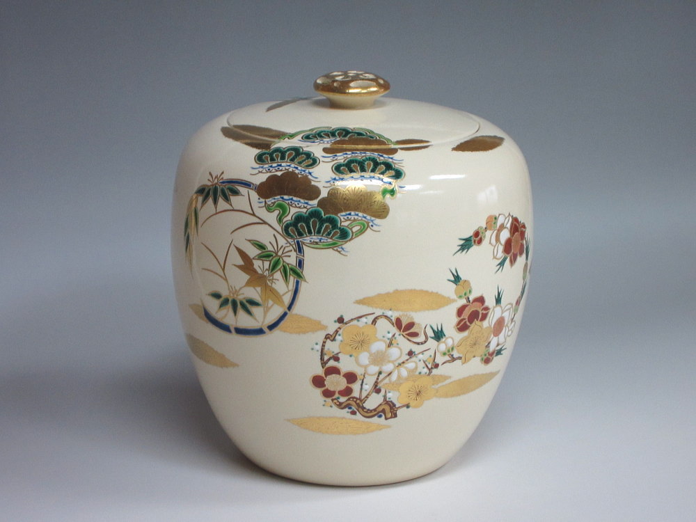 手塚大示作 仁清 柳橋 水指 共箱 共布 茶道具 【公式通販】