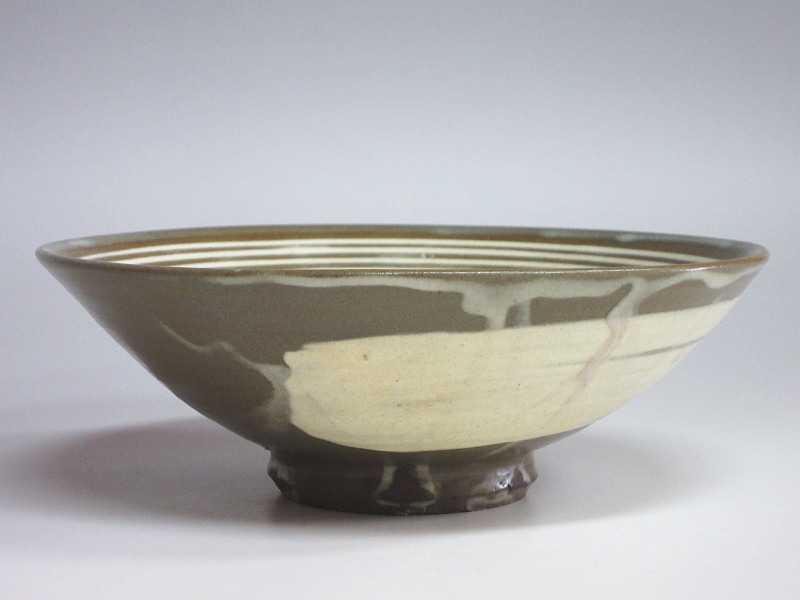 茶道具 茶碗 高麗三島 外刷毛目 韓国人間国宝 申相浩 作 桐共箱 N270SH