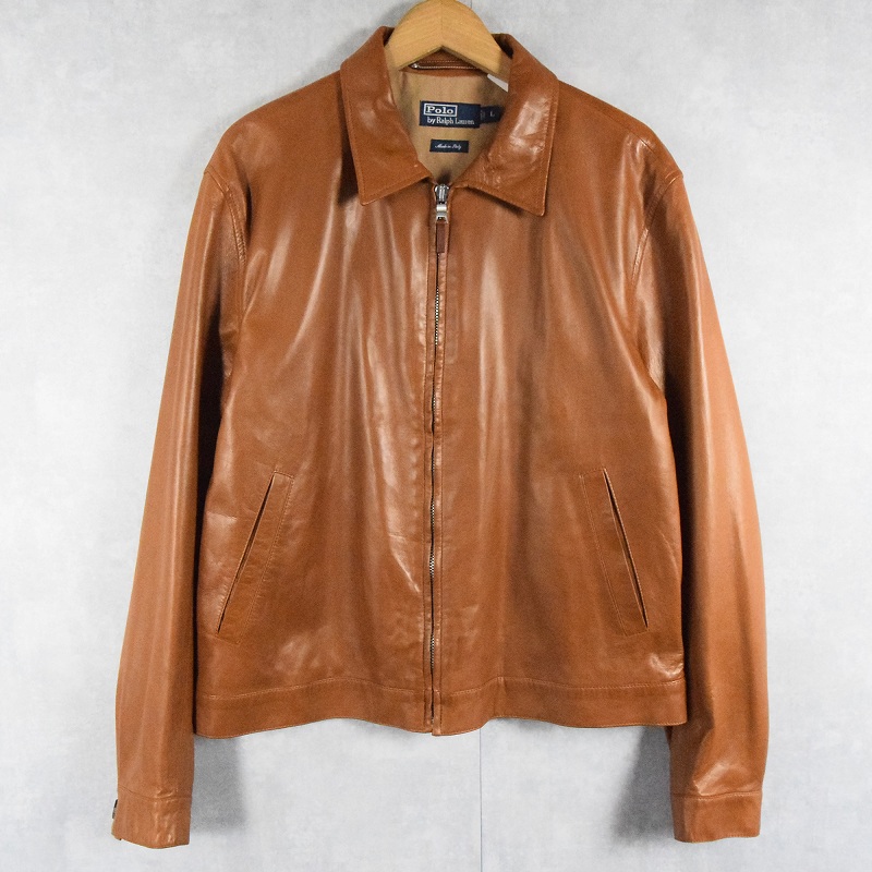 ポロラルフローレン イタリア製 レザースイングトップ 茶色 ブラウン