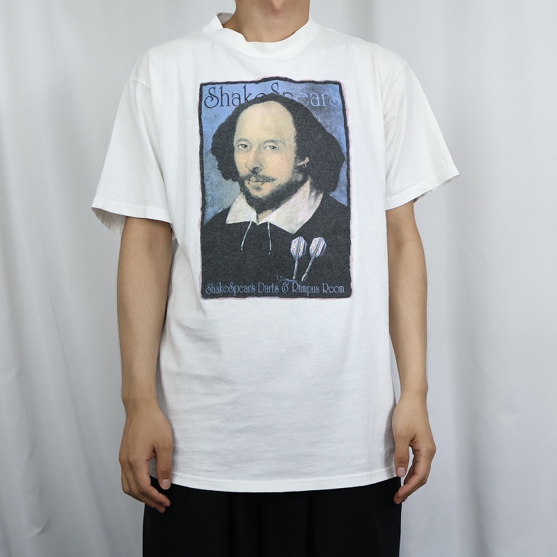 90s 90年代 カナダ製 シェイクスピア ダーツ 白 ホワイト 半袖