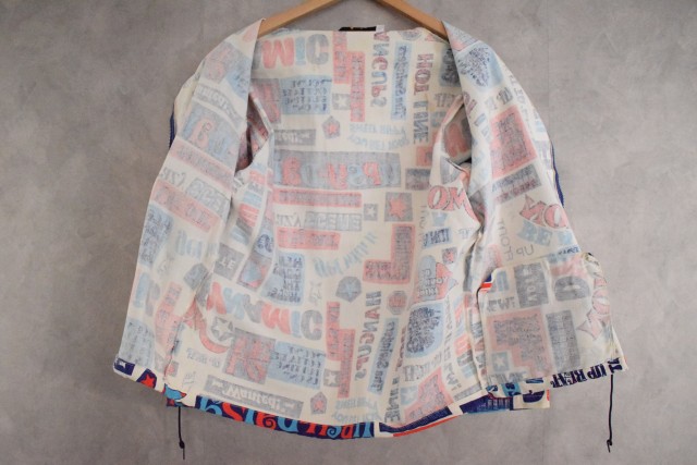 60年代 70年代 総柄 モンスター柄 コットン ノーカラージャケット