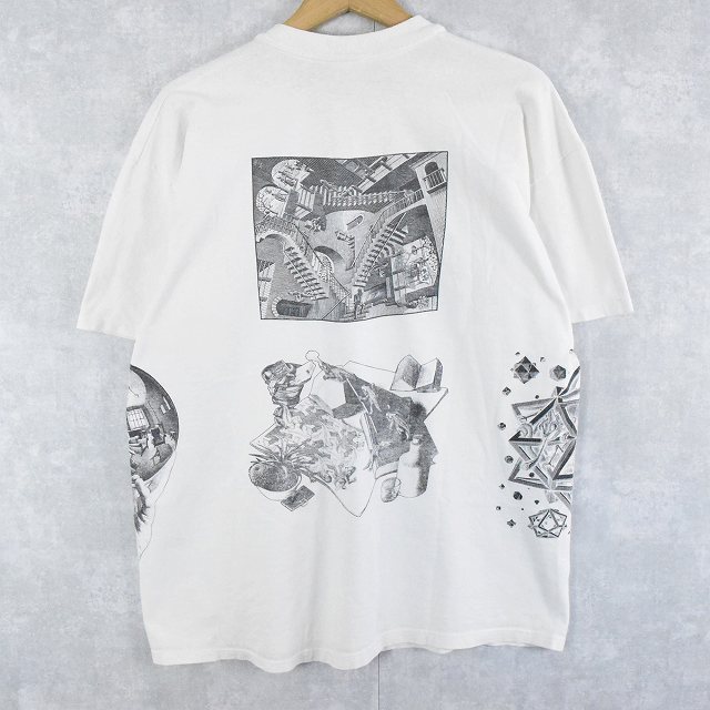 escher エッシャー マルチプリント tシャツ 90s