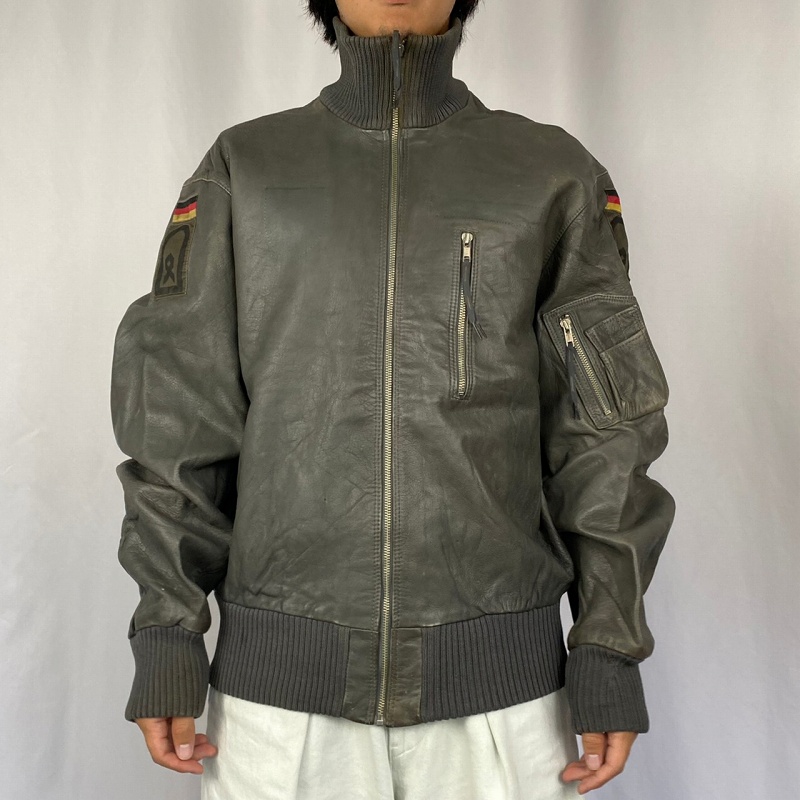 80s 80年代 ドイツ軍 ジャーマンミリタリー レザージャケット 革ジャン