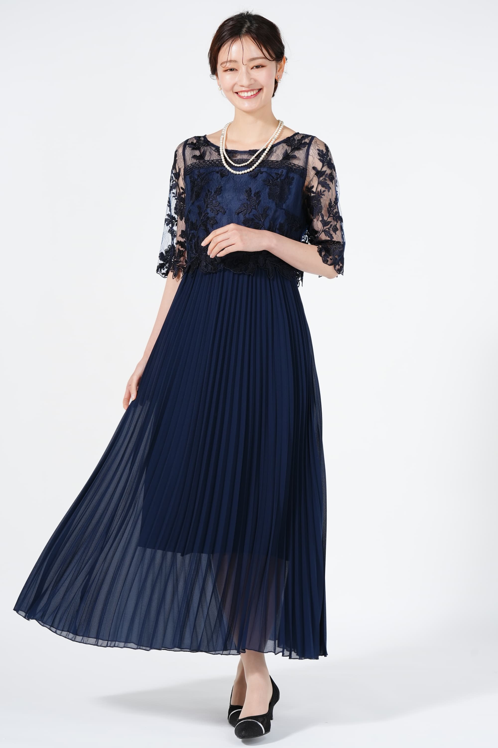 Dorry Doll チュールレース×プリーツネイビードレス (M) をレンタル