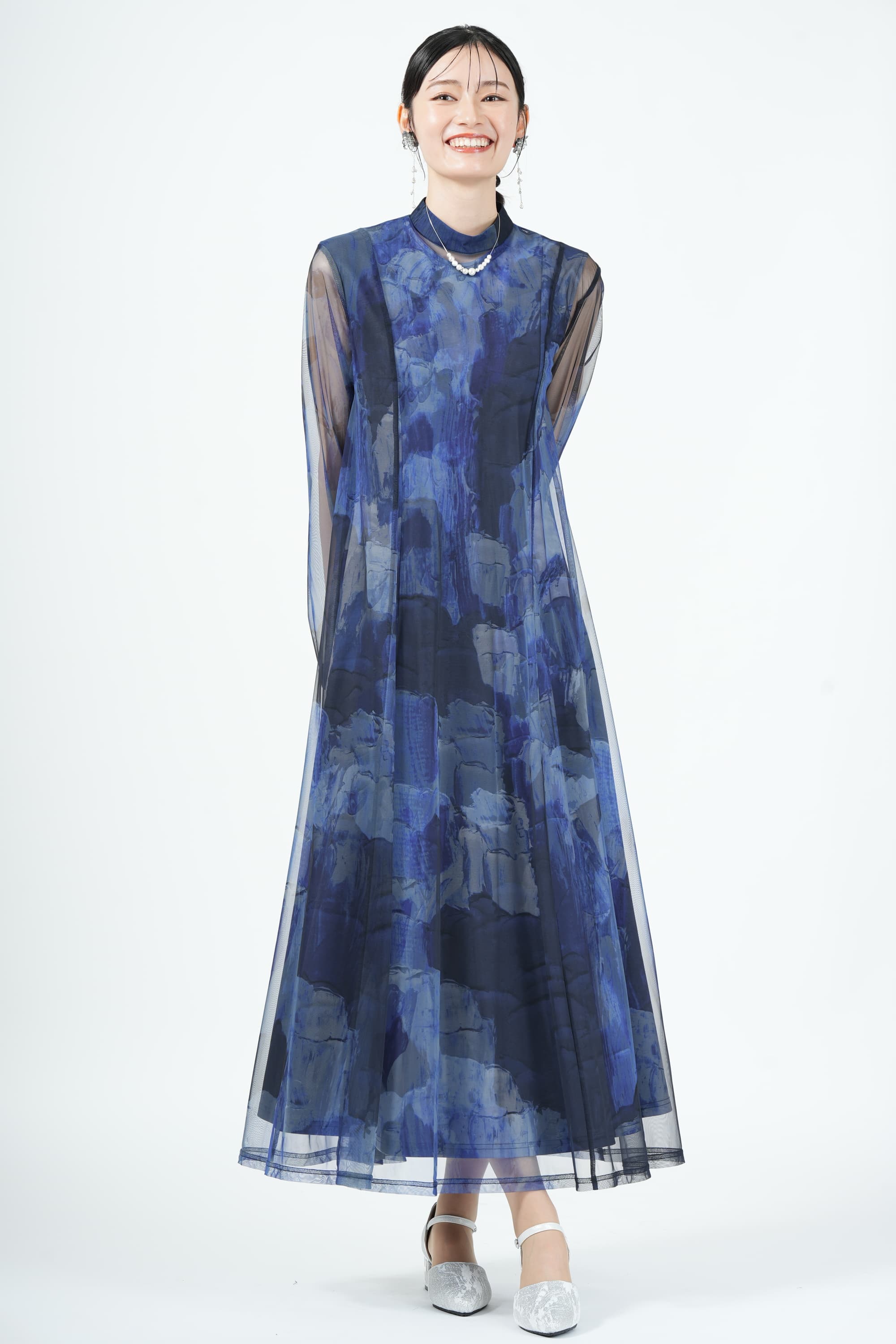 Ameri VINTAGE アート柄ブルードレス (M) をレンタル - 結婚式