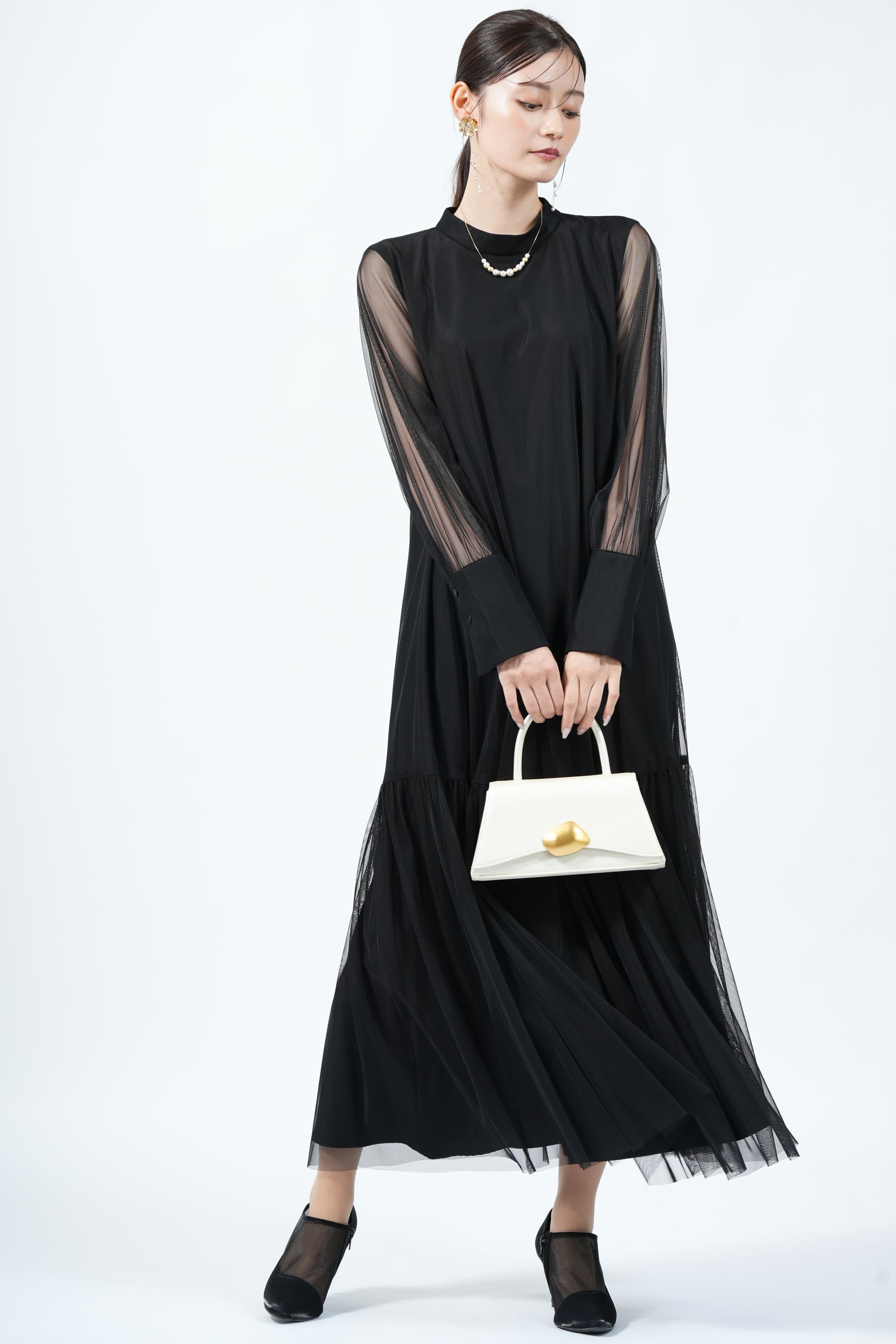 capricieux le'mage チュールハイネックワンピース ブラック 完売