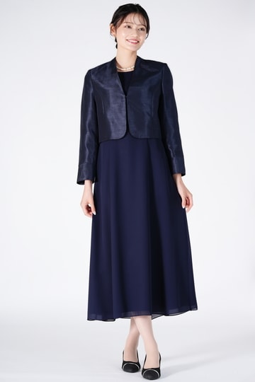 SOIR DOLCE 東京ソワール 上質プレミアム光沢ネイビーロングドレス (M