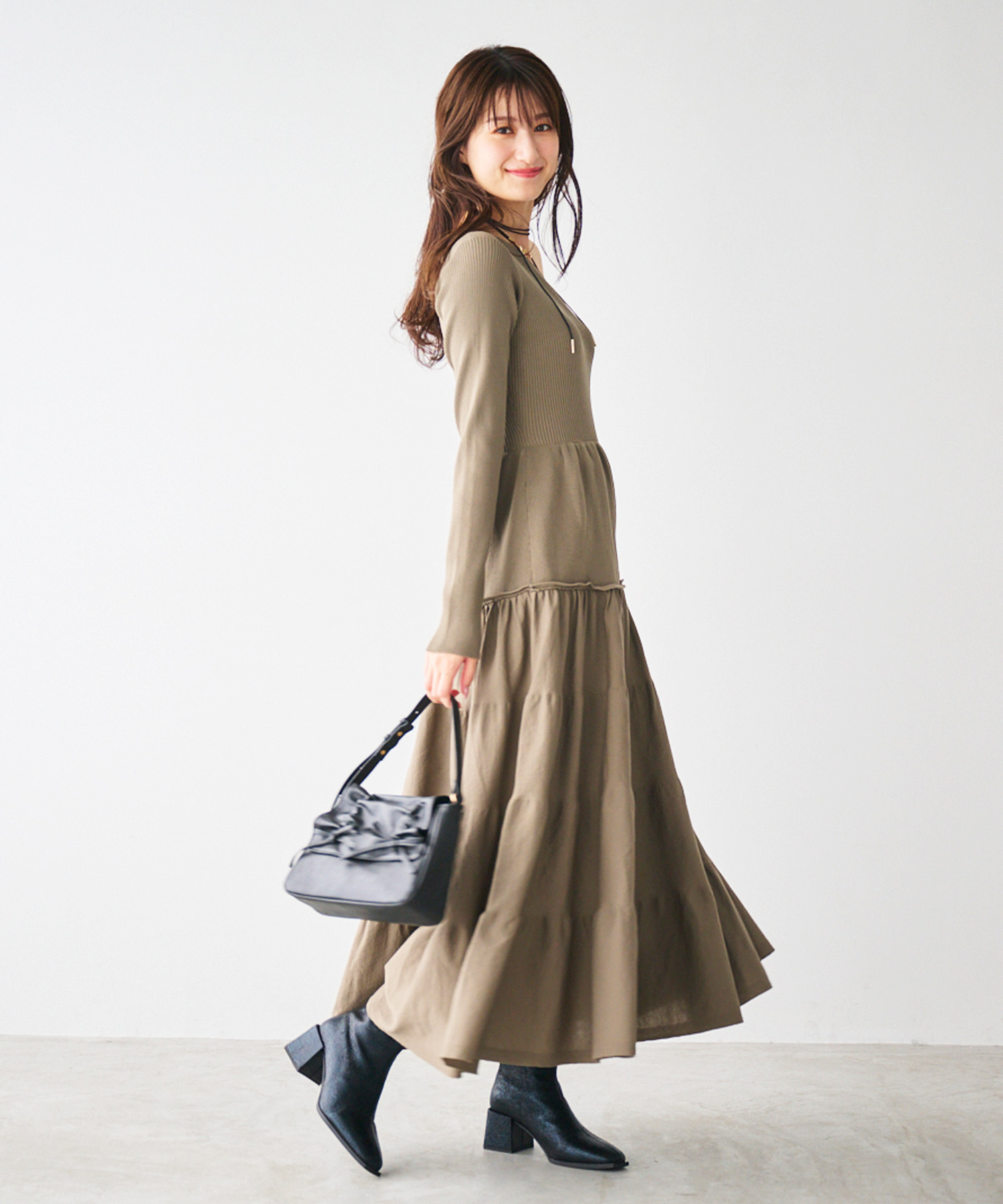 アシメネックティアードニットワンピース｜PETAL ONLINE（ペタル