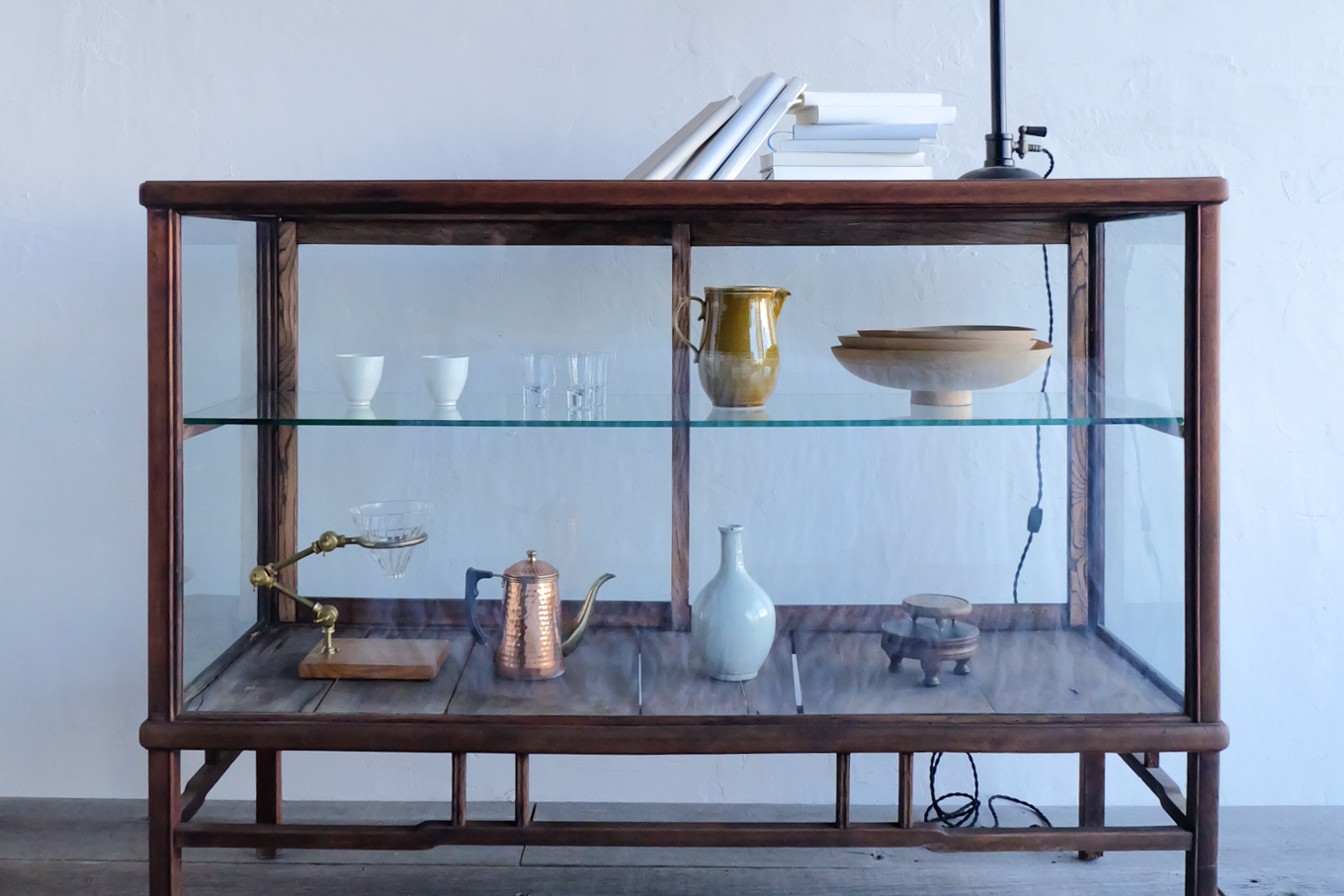 icca イッカ ガラス ショーケース キャビネット 古道具 ビンテージ