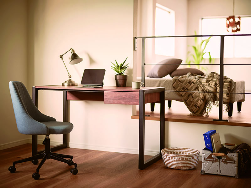 ブラックスチール脚ウォールナット模様天板SOHOデスク SD-665-W