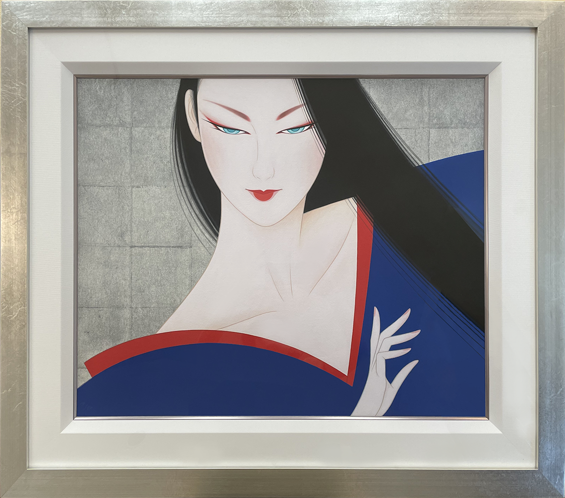 鶴田一郎 魅惑の時 華(はな) 希少 レア美人画 パズル 完成品 額付2枚