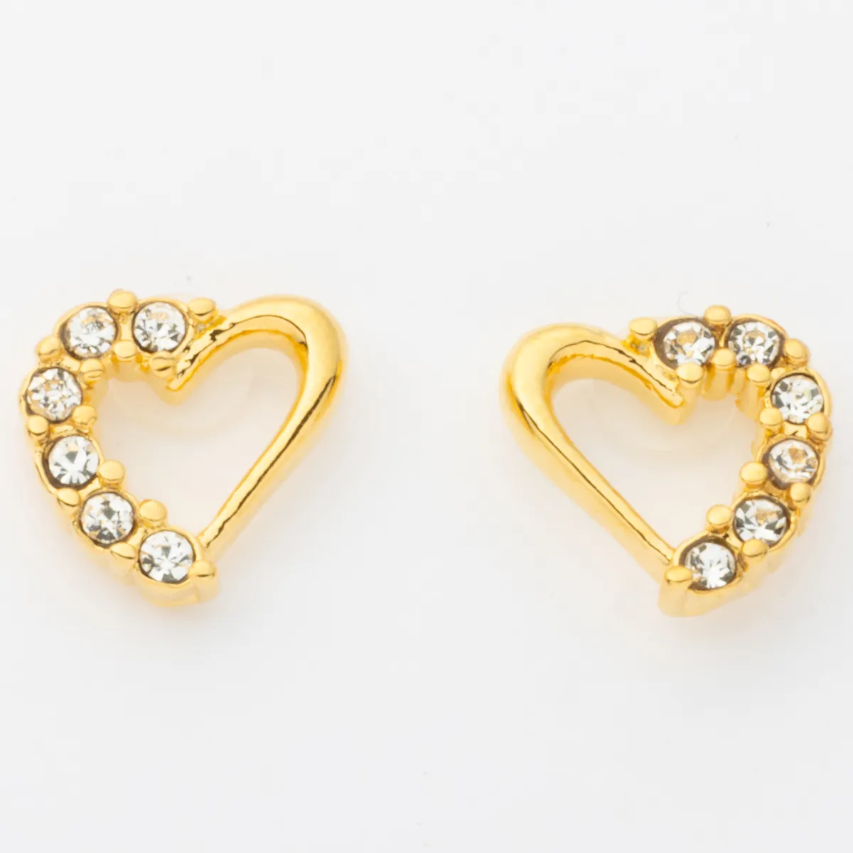 日本製ピアス K18ポスト オープンハート 金属アレルギー対応ピアス 18