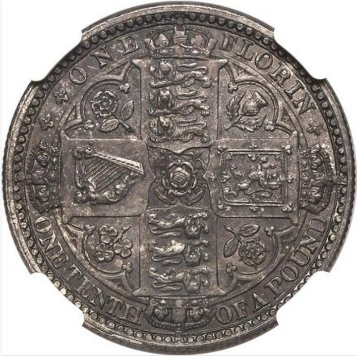 s*s様 1876年 英国ヴィクトリア女王 ゴシックフローリン銀貨(mdcccl
