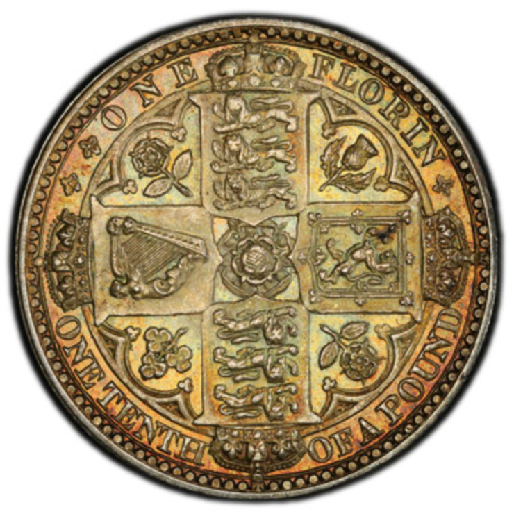 も*ー様 1849年 イギリス 銀貨 PCGS鑑定 ゴッドレスフローリン
