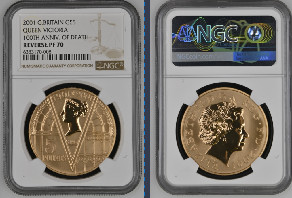 SOLD】2001年 英国 ヴィクトリア女王没後100周年記念 5ポンド金貨
