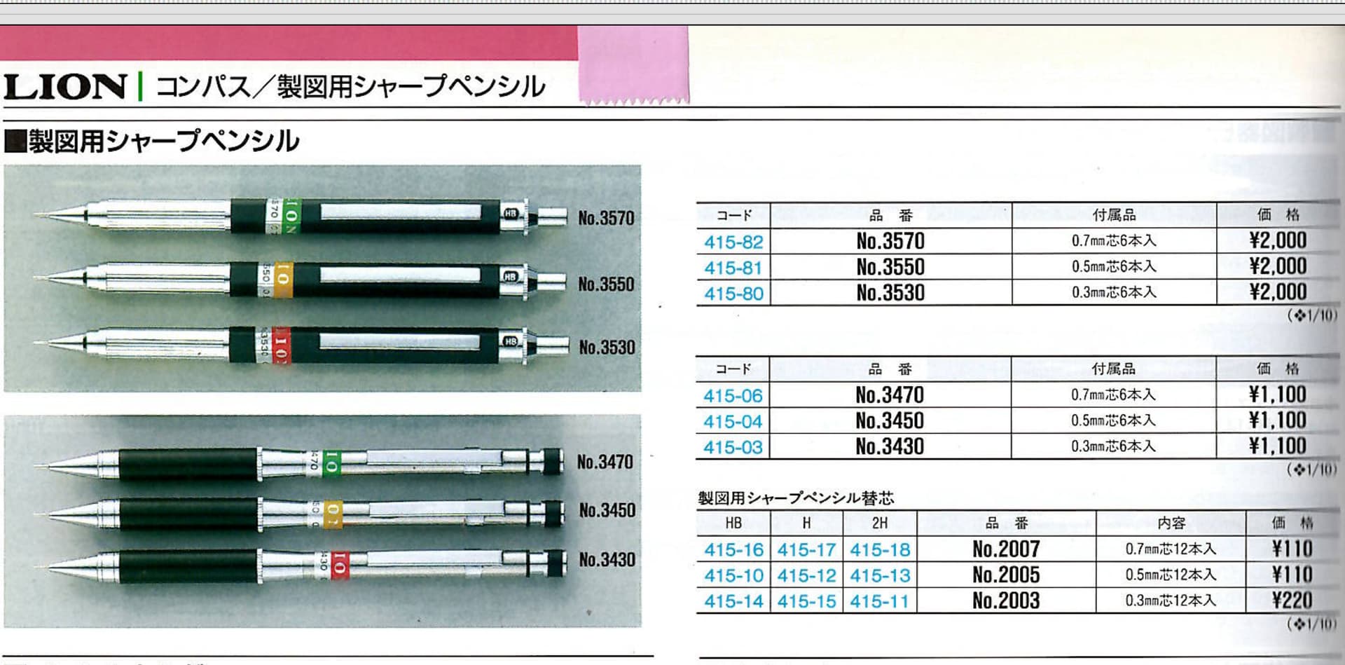 The LION 3430 and 3570 mechanical pencils - General Mechanical