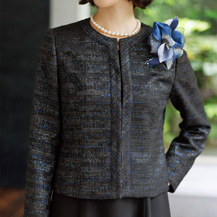 多彩色のお呼ばれジャケット 11号・ブラック｜東京ソワール