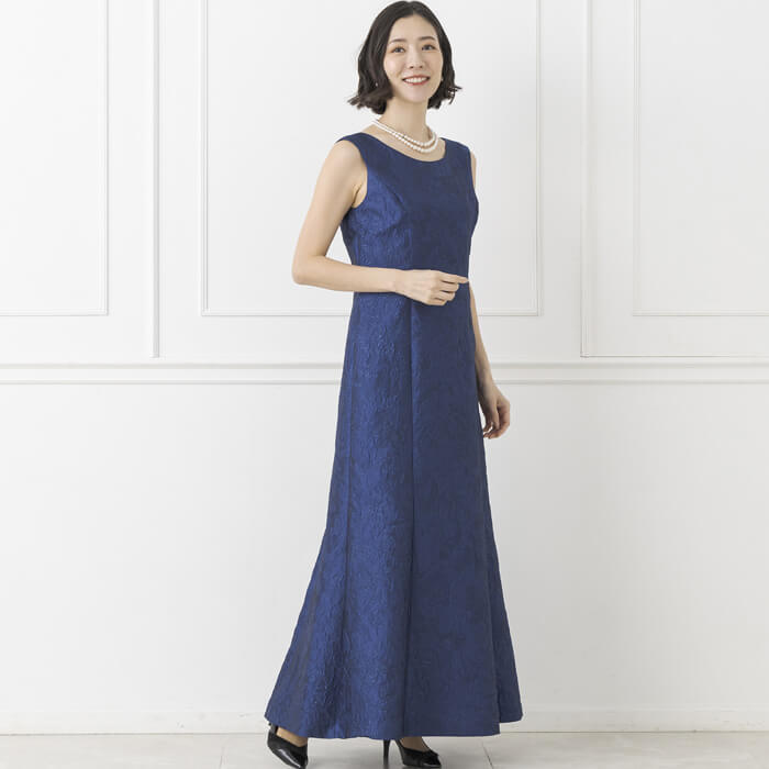 ケープ付きロングドレス 9号・ネイビー｜東京ソワールオンラインストア