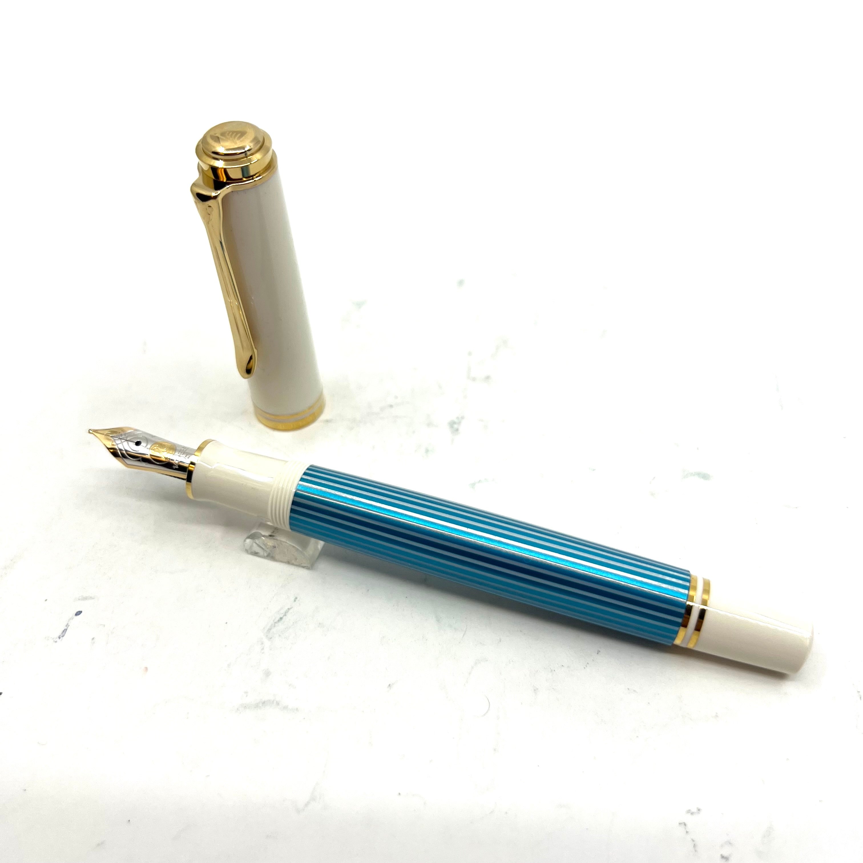 Pelikan M600 Turquoise-White Striped Fountain Pen – Fountain Pen
