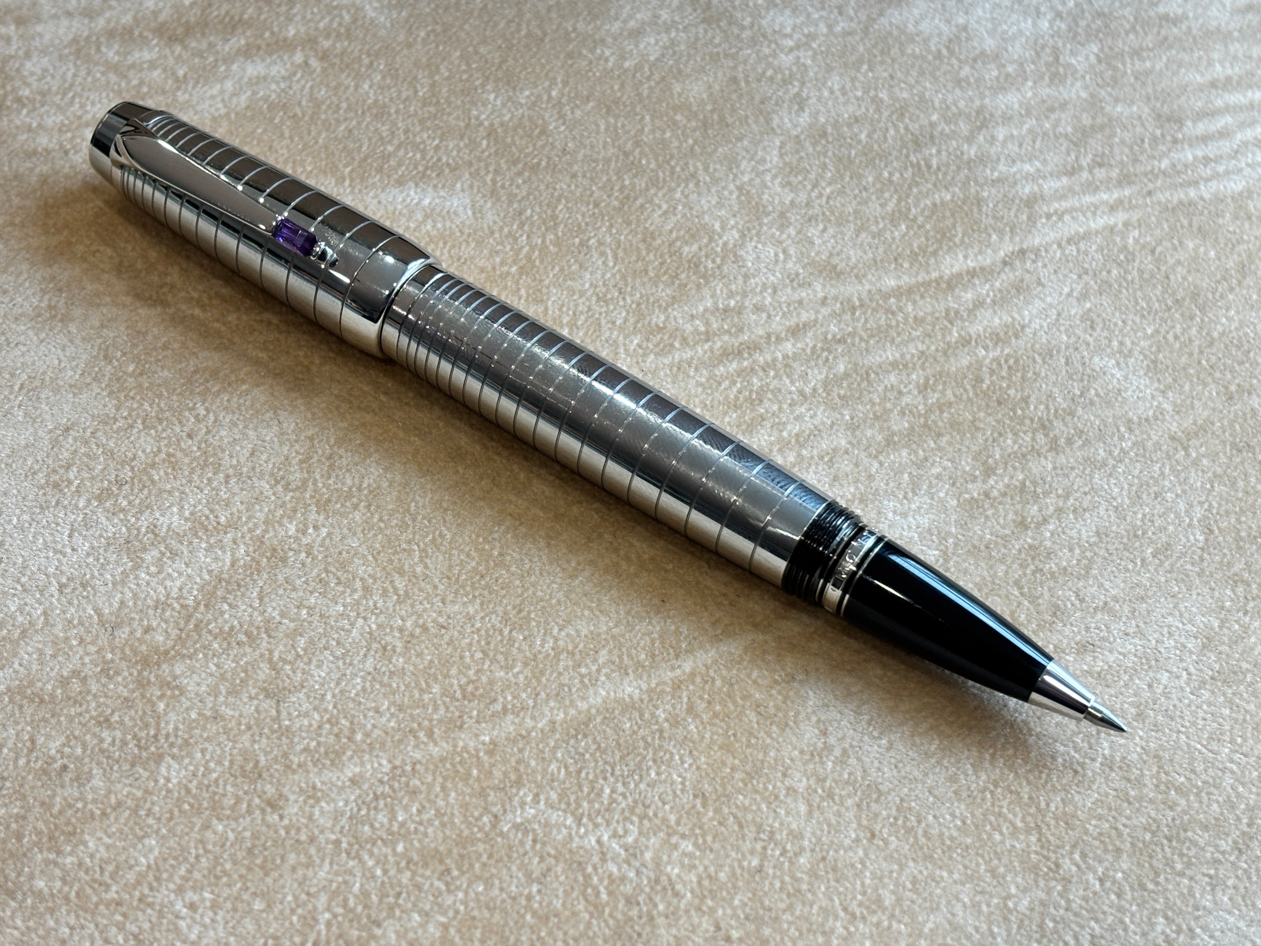 Montblanc Boheme Platinum Plated Radial Steel Amethyst Roller Ball