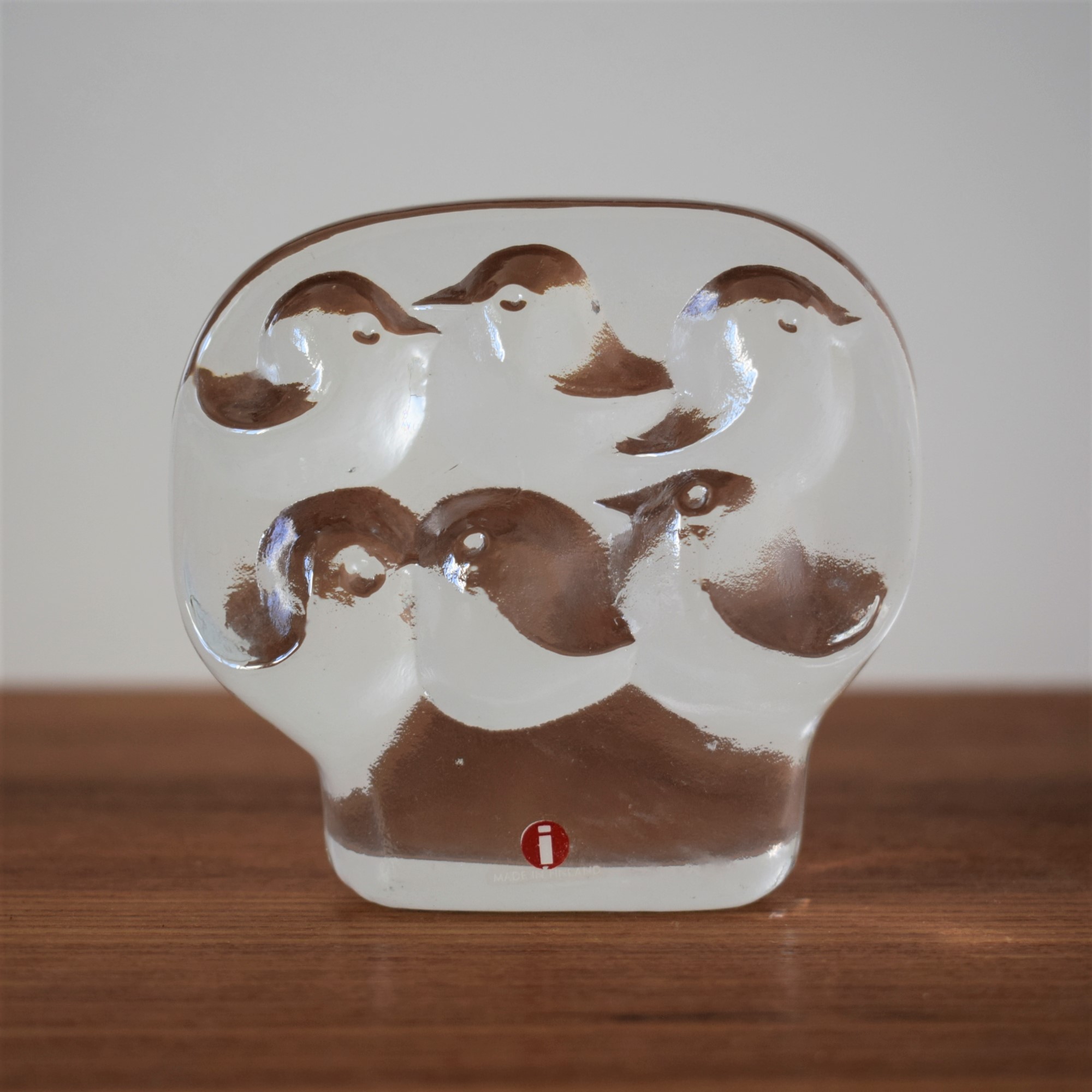 2個セット イッタラ ヨルマ・ヴェンノラ クマと鳥のガラスのオブジェ