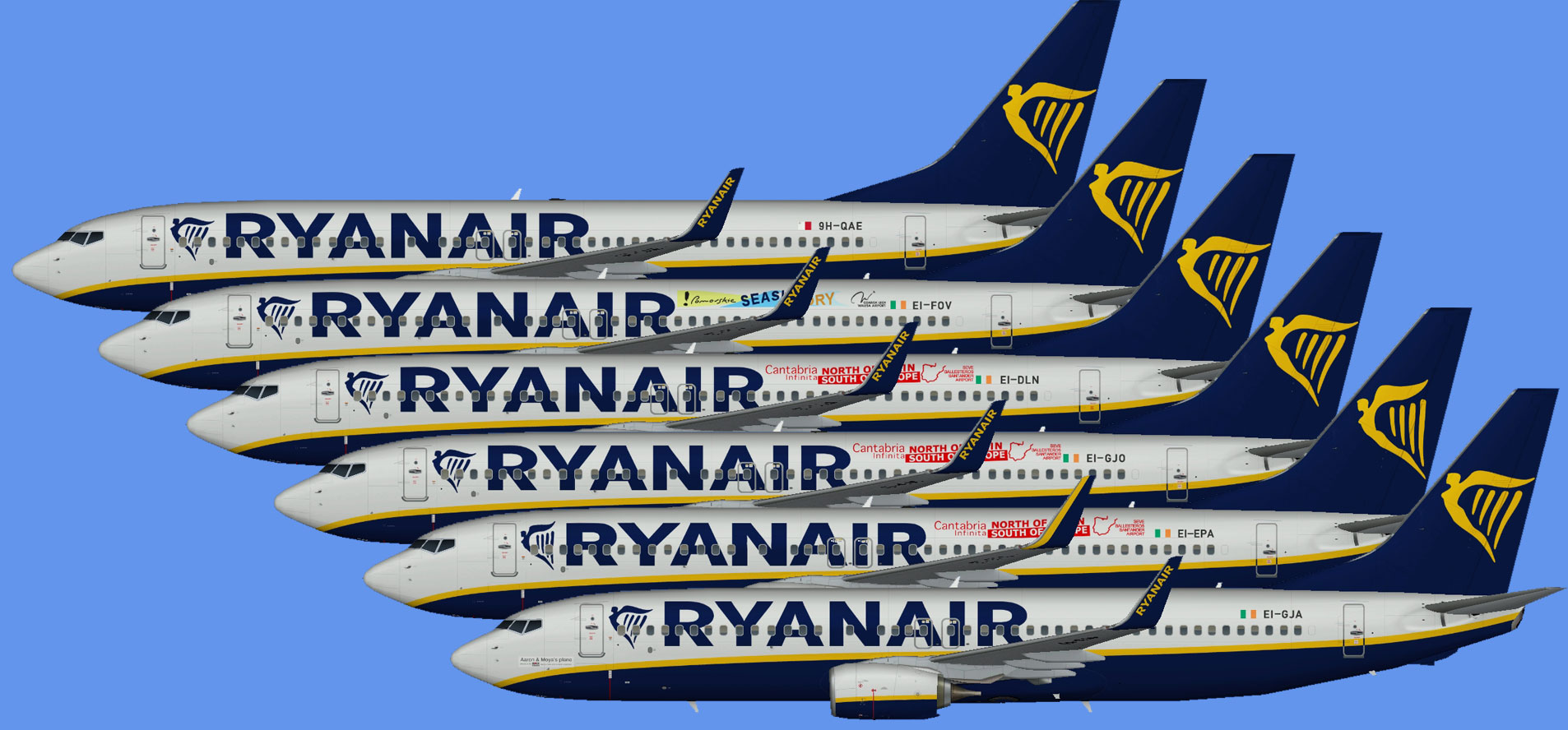 ライアンエア Airlinertags B737-800 コンビ色 Ryanair 737-800 fleet