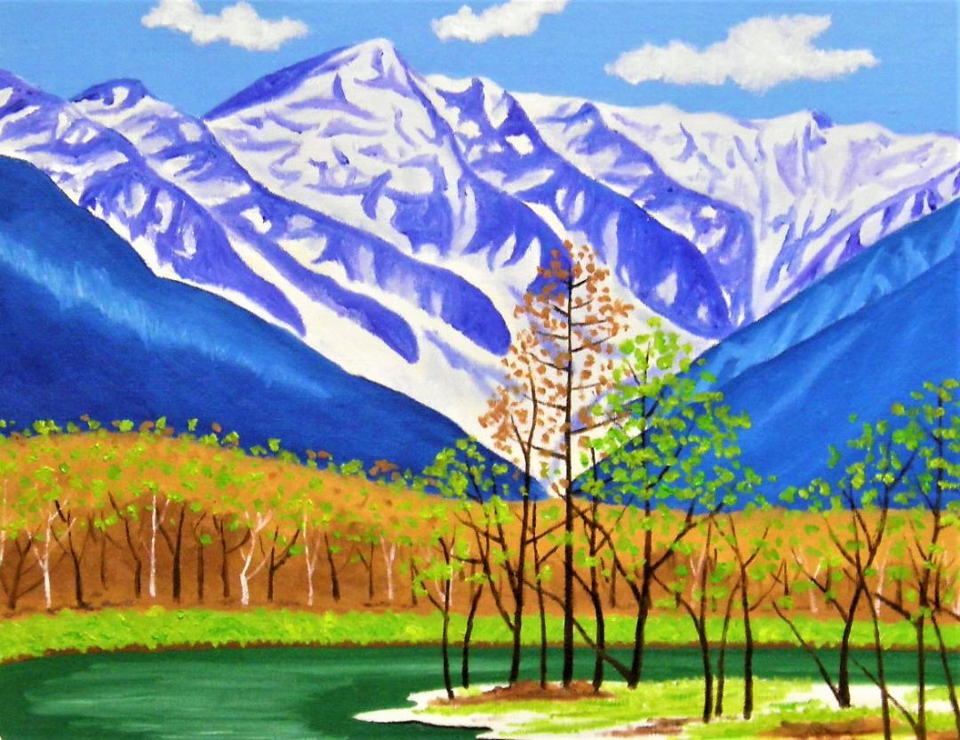 ☆川瀬巴水(二宮海岸)模写・谷村一男肉筆油彩画・F6・新品額付き