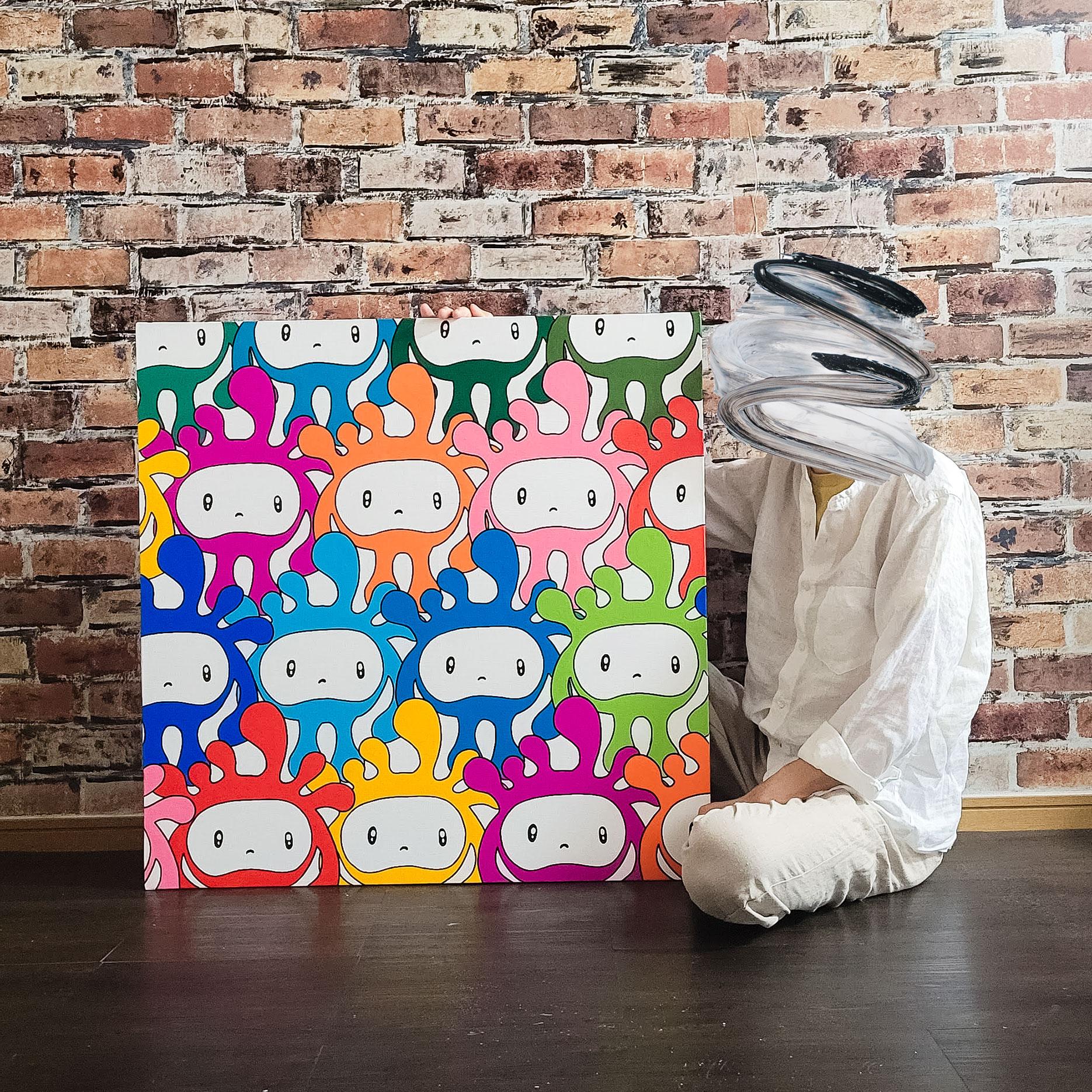 ☆画家 鈴木哲也 S4(333×333mm) アクリル原画＃121☆送料無料 ☆画家