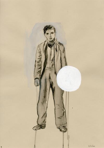 エディ・ドミニク・デュビアン 鳥と車 原画 キャンバスアート