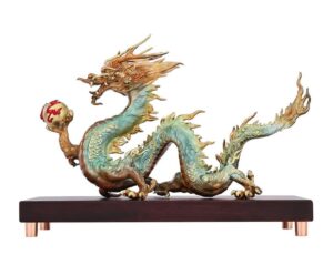 置物 風水 皇帝龍 五本爪 龍 竜 真鍮 ブロンズゴールド 龍の置物