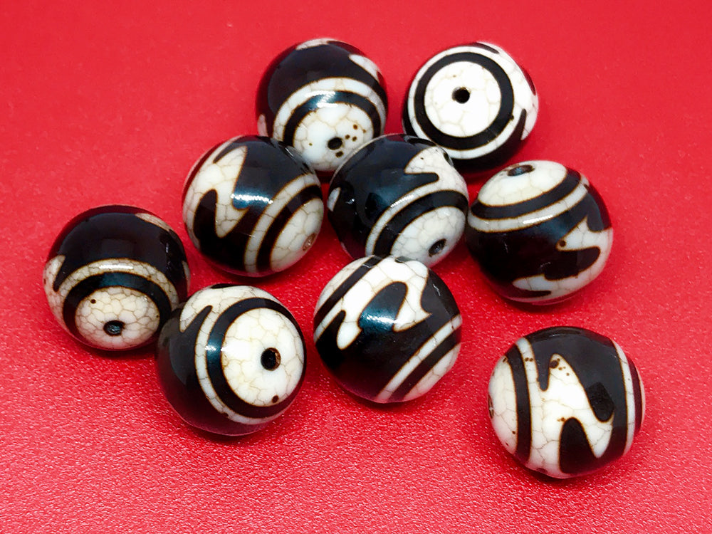 火供龍紋天珠・如意鈎天珠（小）／約14mm、16mm、18mm