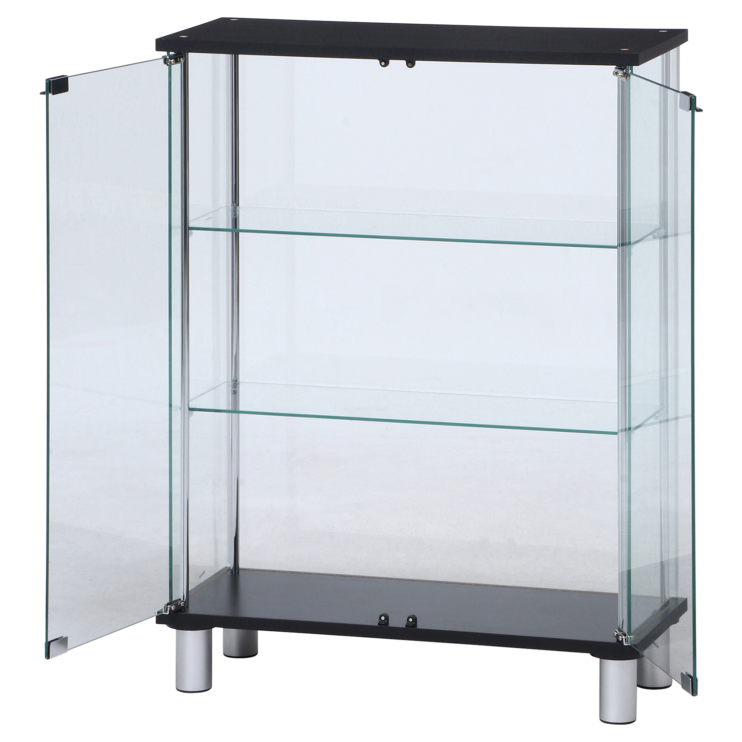C/D:99486] ガラスディスプレイケース3段 ワイド BK ｜ ORDERING