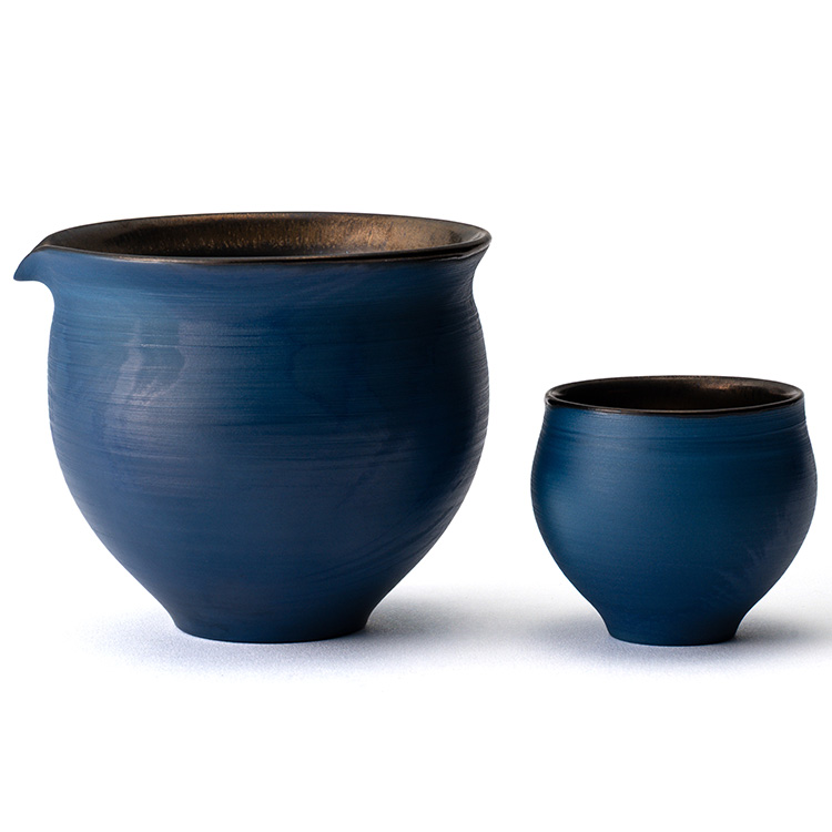 本田星陶所】ブルーシルエット「静寂」 ぐい呑みと片口 | 藤巻百貨店