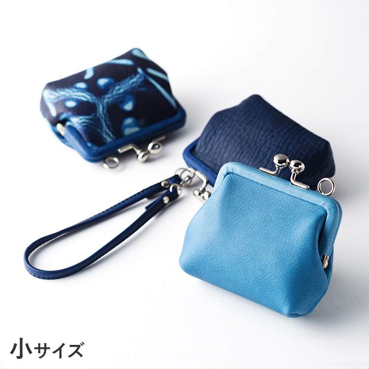池之端銀革店】Cramp×SUKUMO Leather 藍染めがま口財布 | 藤巻百貨店