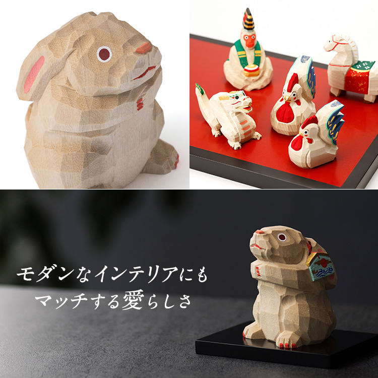 うさぎ一刀彫桜 卯 兎 ウサギ うさぎ一刀彫桜卯兎ウサギ