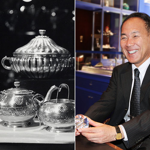 加藤偉三 桃山子 紅安南 ぐい呑盃 梅花図 共箱 加藤偉三 桃山子 紅安南