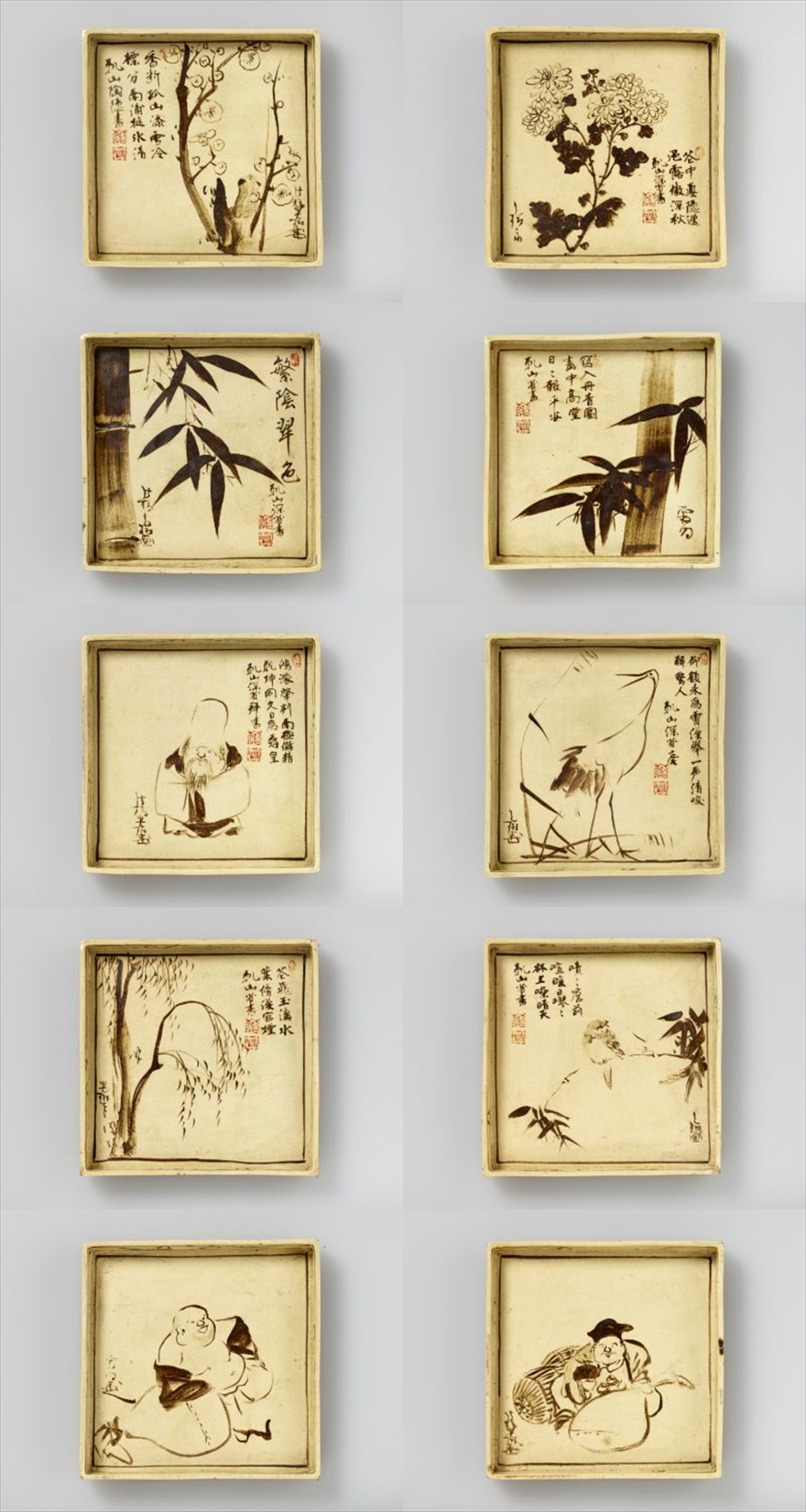 尾形乾山 染付皿5枚 共箱 トヒオ 東さ7-0323☆2F 尾形乾山 染付皿5枚