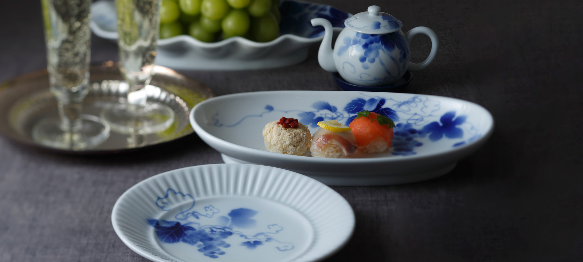 1699 深川製磁 花柄中鉢 8客 16cm 金彩 有田焼 深川製磁｜